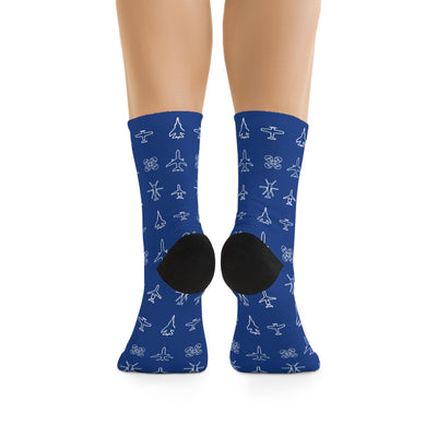 "WAI Icons" Blue Polyester/Nylon Stretch Socks