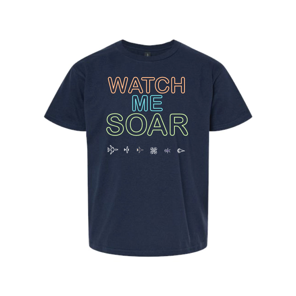 Youth Navy Blue"Watch Me Soar" Cotton Tee