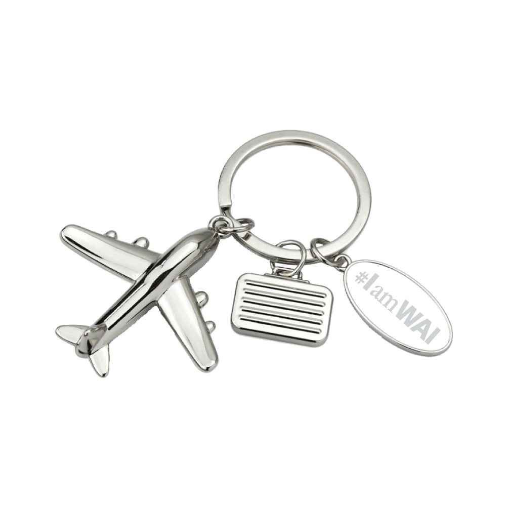 Metal Laser Engraved Airplane Tag Keychain
