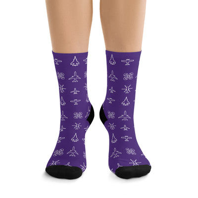 "WAI Icons" Dark Purple Polyester/Nylon Socks