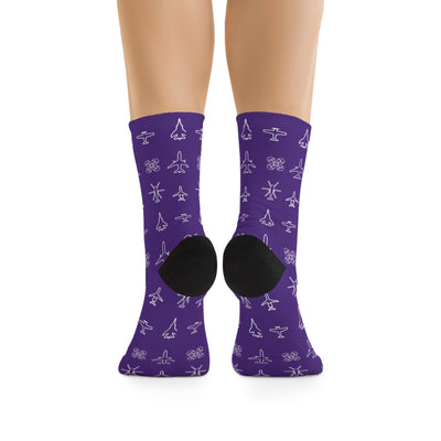 "WAI Icons" Dark Purple Polyester/Nylon Socks