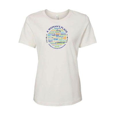 Ladies "A Woman's Place" Vintage White Relaxed Tee