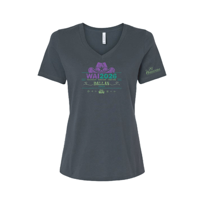WAI26 - Ladies Dark Gray Relaxed Cotton V-Neck Tee
