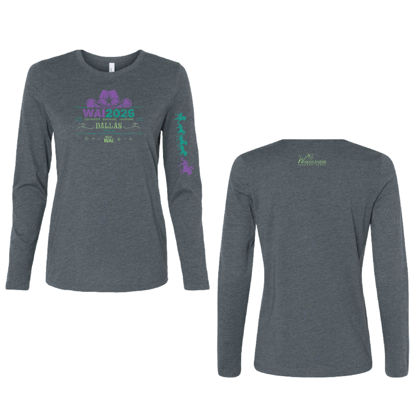 WAI26 - Ladies Dark Gray Heather Long Sleeve Tee