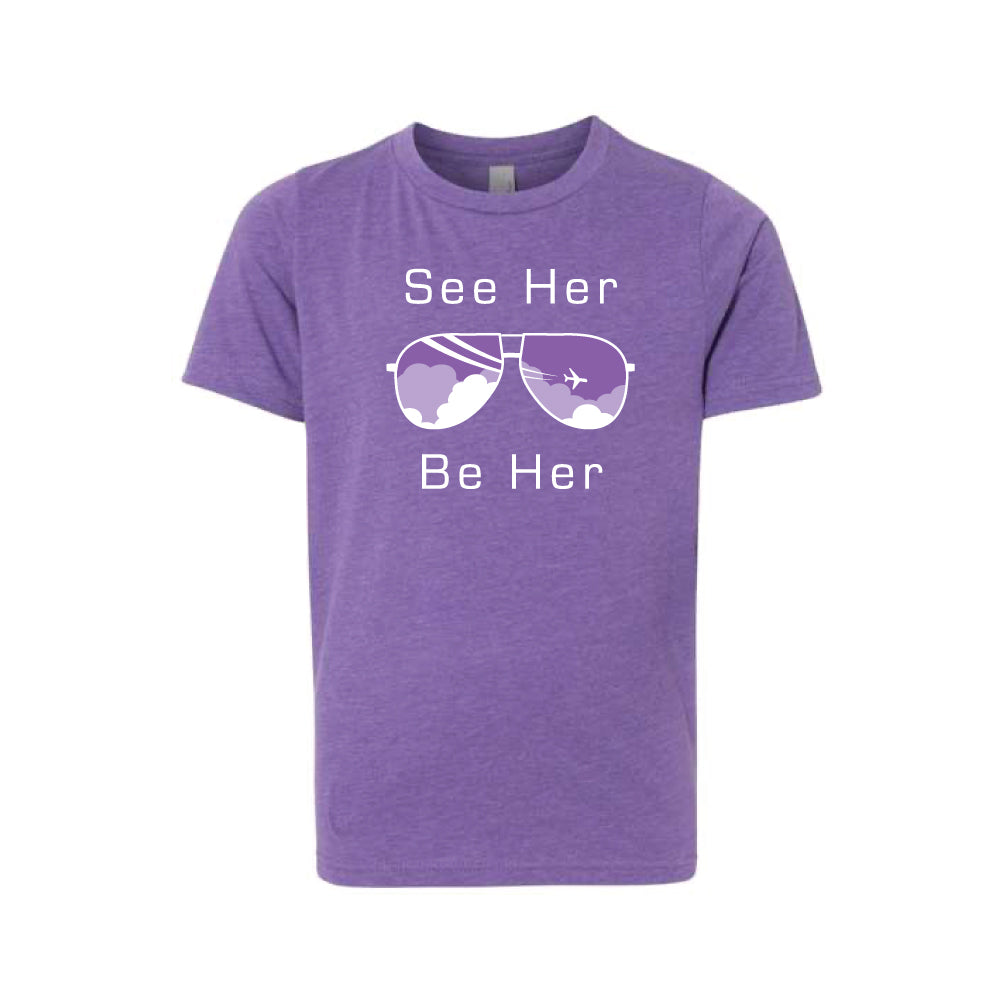 Youth "See Her Be Her" Heather Purple Tee