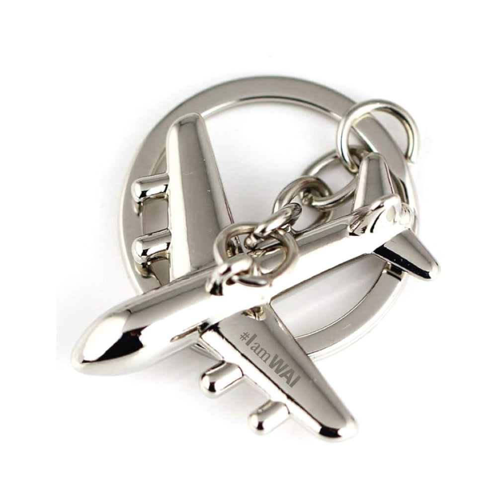 Metal Laser Engraved Airplane Tag Keychain