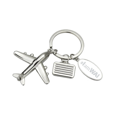 Metal Laser Engraved Airplane Tag Keychain