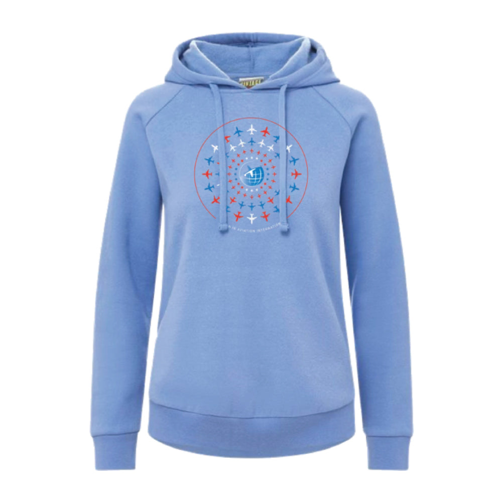 Ladies Vintage Blue Iris Hood Sweatshirt