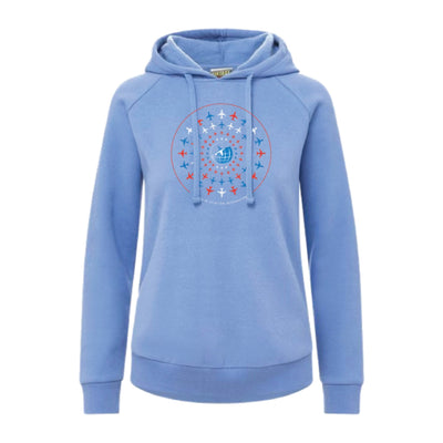 Ladies Vintage Blue Iris Hood Sweatshirt