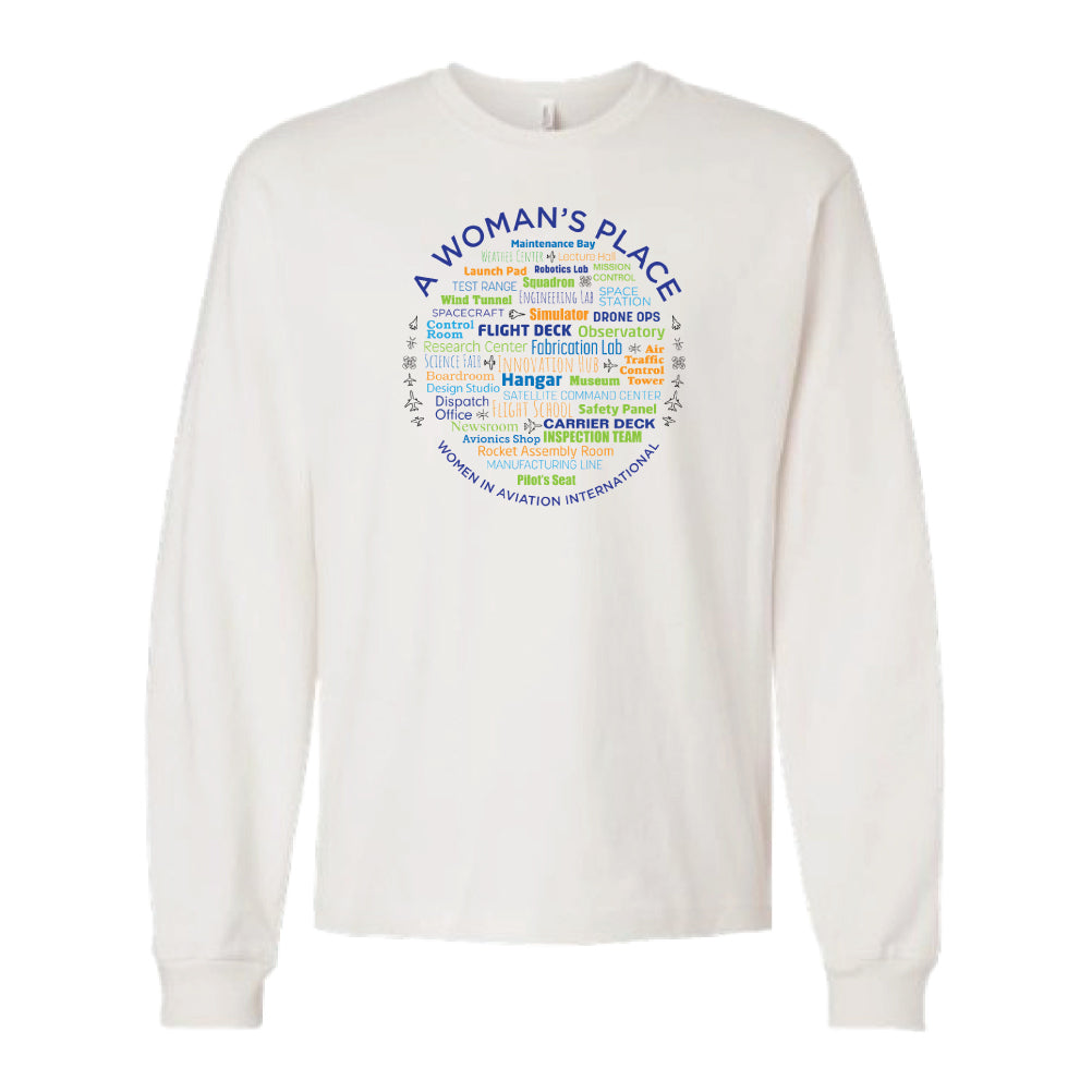 Ladies Vintage White Relaxed Long-Sleeve Tee
