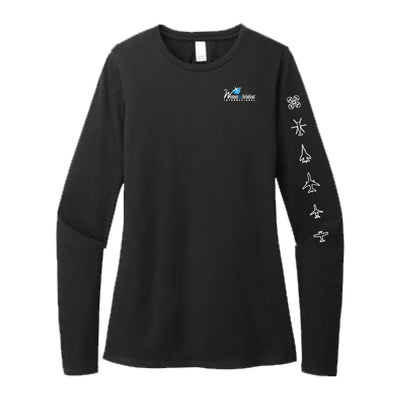 Ladies Black Long Sleeve Cotton T-shirt